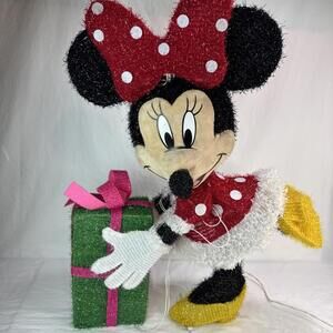 Disney Magic Holiday Minnie Mouse Lighted Tinsel Yard Sculpture Decoration